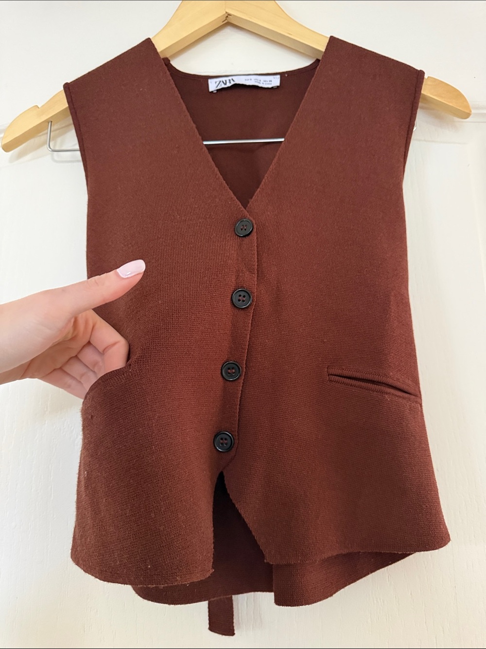 Zara Deep Brick Brown Knit Vest - Picture 3 of 5